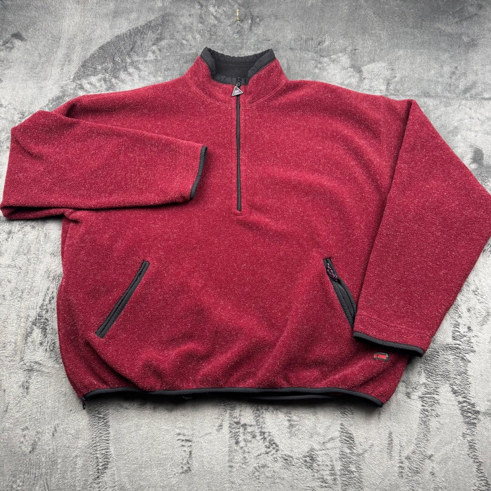 Outersport Seattle Men XL Burgundy Red Quarter Zip Fleece Pullover OT 2000